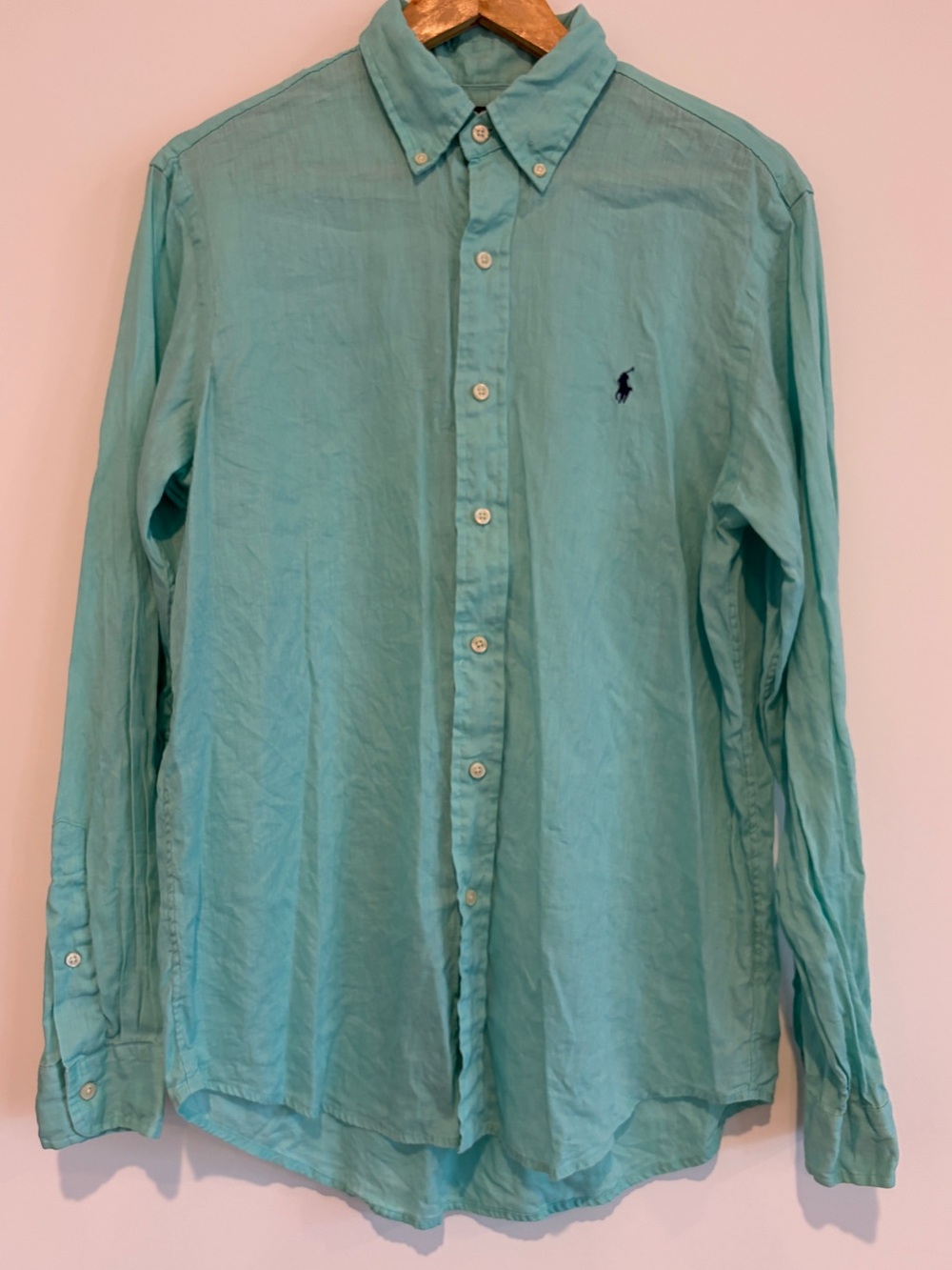 Polo Ralph Lauren Classic Fit Linen Button Down Shirt Mint Green Men's Medium